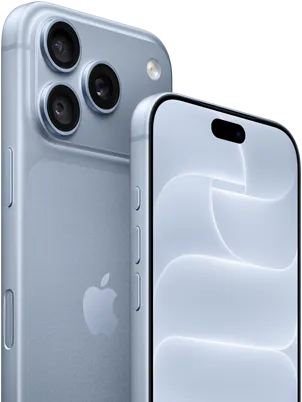 iPhone 18 Pro, glacier, front and back view showing Ceramic Shield, triple camera system
