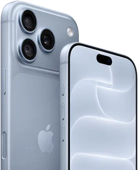 iPhone 18 Pro, glacier, front and back view showing Ceramic Shield, triple camera system