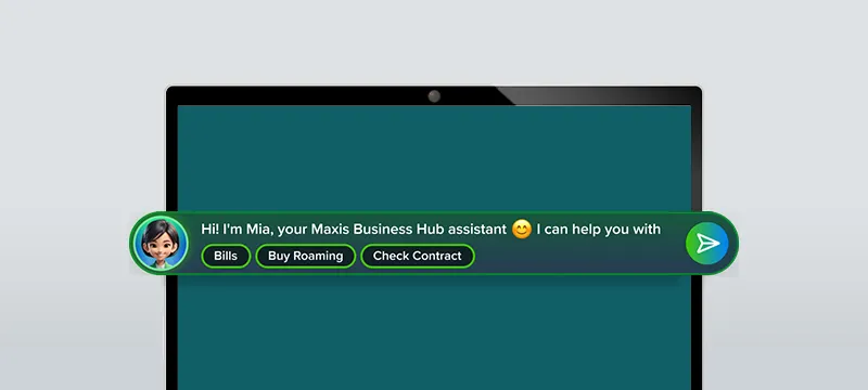 Step 2 Click on the top bar to chat with Mia, Maxis’s AI assistant