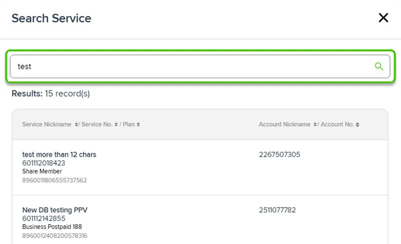 Request New eSIM - select a service to request an eSIM