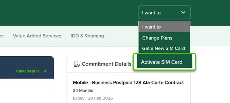 How to set up your devices - Via Service Info Select Activate SIM Card