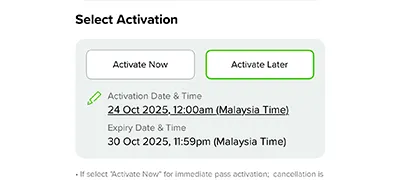 Step 3 - Select “Activate Now” or “Activate Later” . The “Activate Later” option is available if your Company PIC has enabled mobile lines with “Charge to Bill” feature.