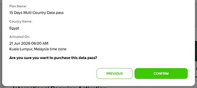 Step 4 - Confirm the details and click “CONFIRM”. You may refer to the “Active Add-On Passes” tab or “Activity Feed” to check your status. 