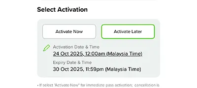 Step 3 - Select “Activate Now” or “Activate Later”. The “Activate Later” option is available if your Company PIC has enabled mobile lines with “Charge to Bill” feature.