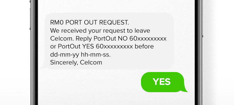 Maxis Personal During Port-In: Reply Yes to Confirm SMS for Celcom